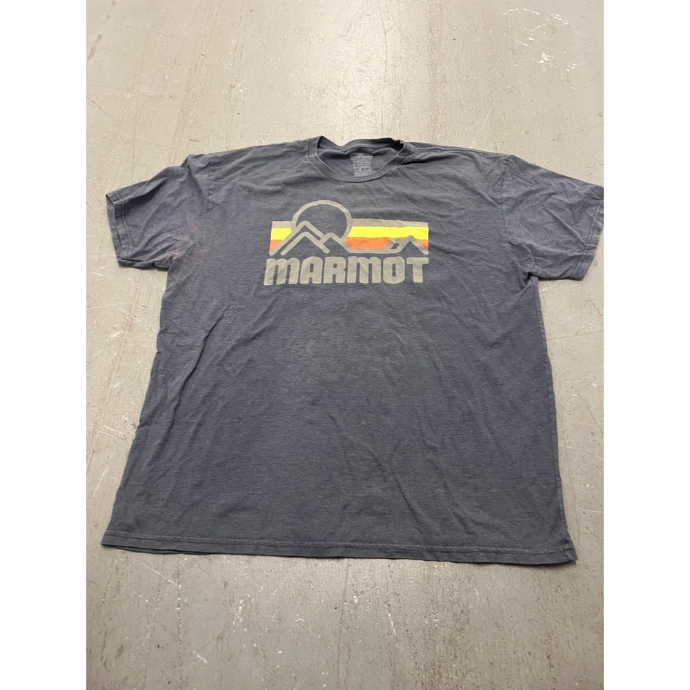 Marmot Coastal T-Shirt Mens 2XL Gray Graphic Organic Cotton Blend Short Sleeve